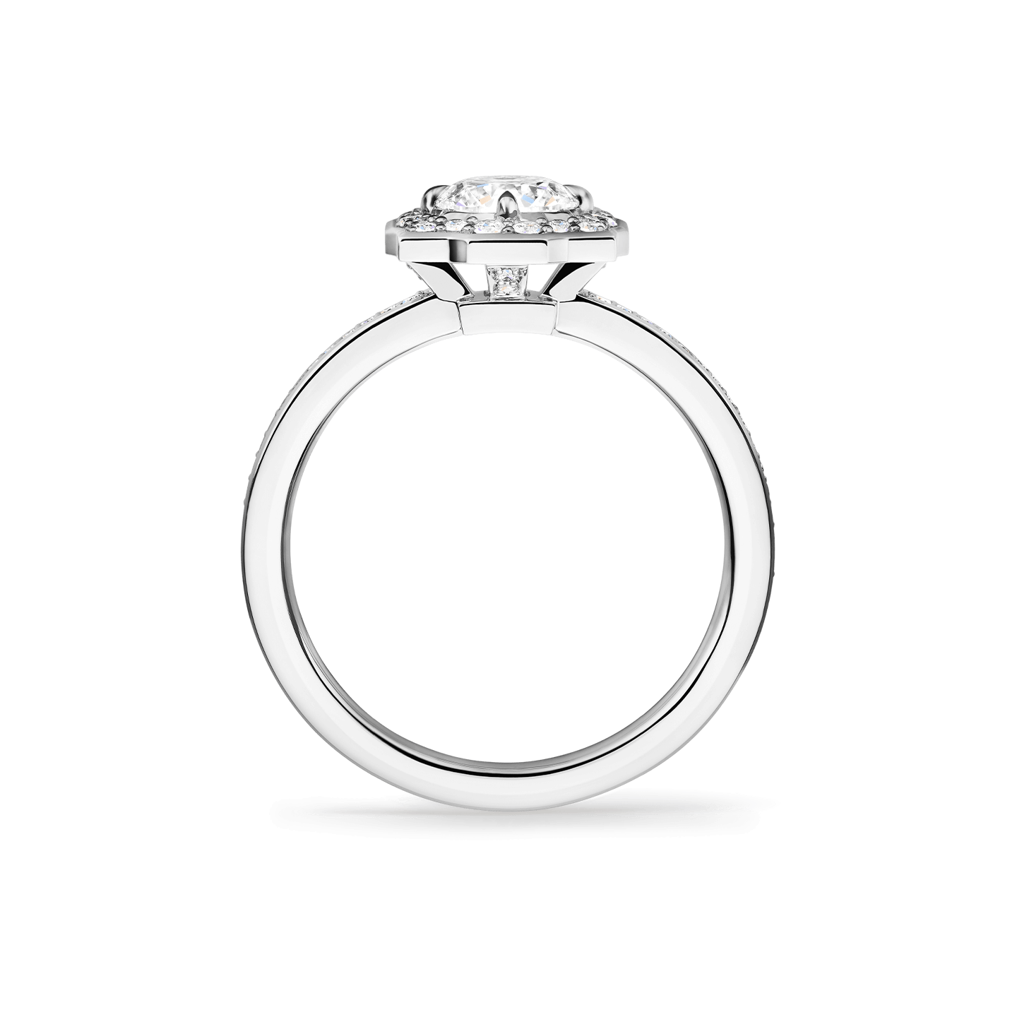 Side view of the Belle Round Brilliant Diamond Micropavé Engagement Ring