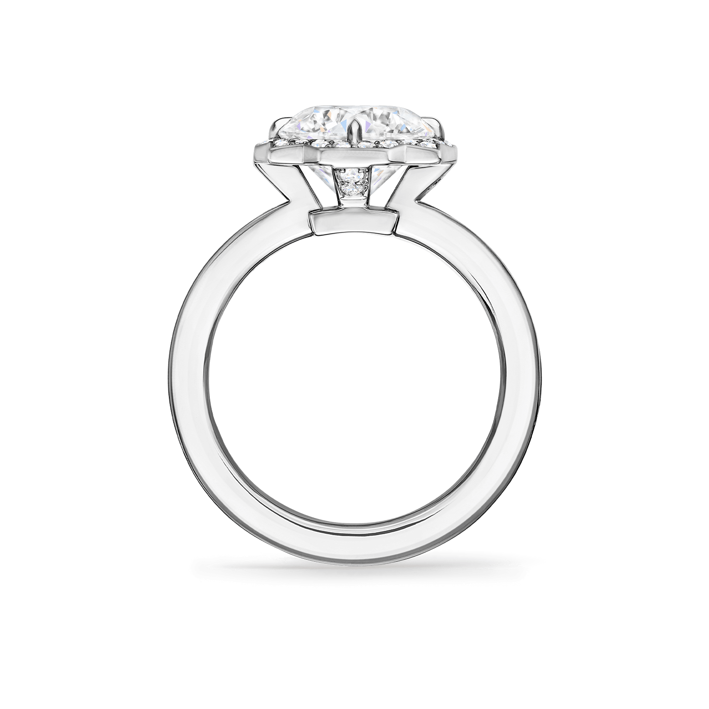 Side view of the Belle Round Brilliant Diamond Micropavé Engagement Ring