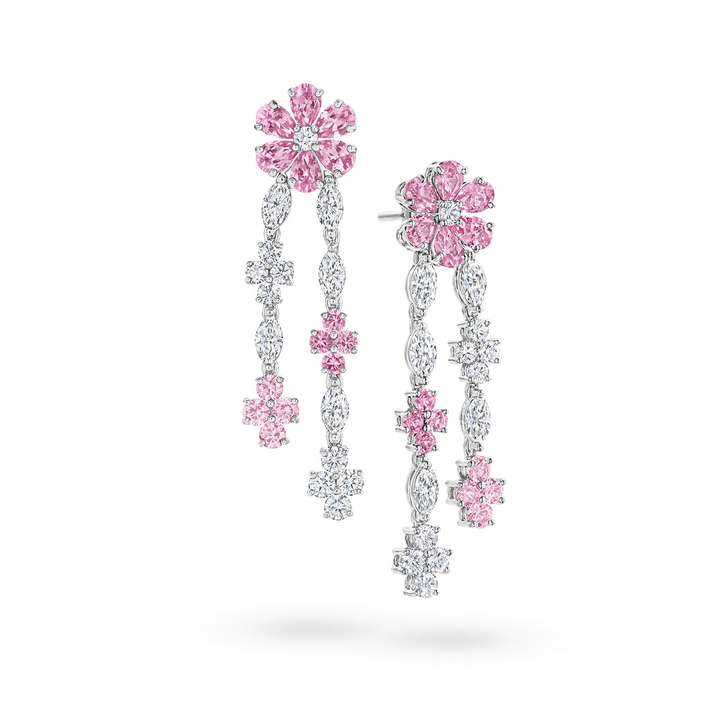 Forget Me Not Pink Sapphire And Diamond Drop Earrings Harry Winston