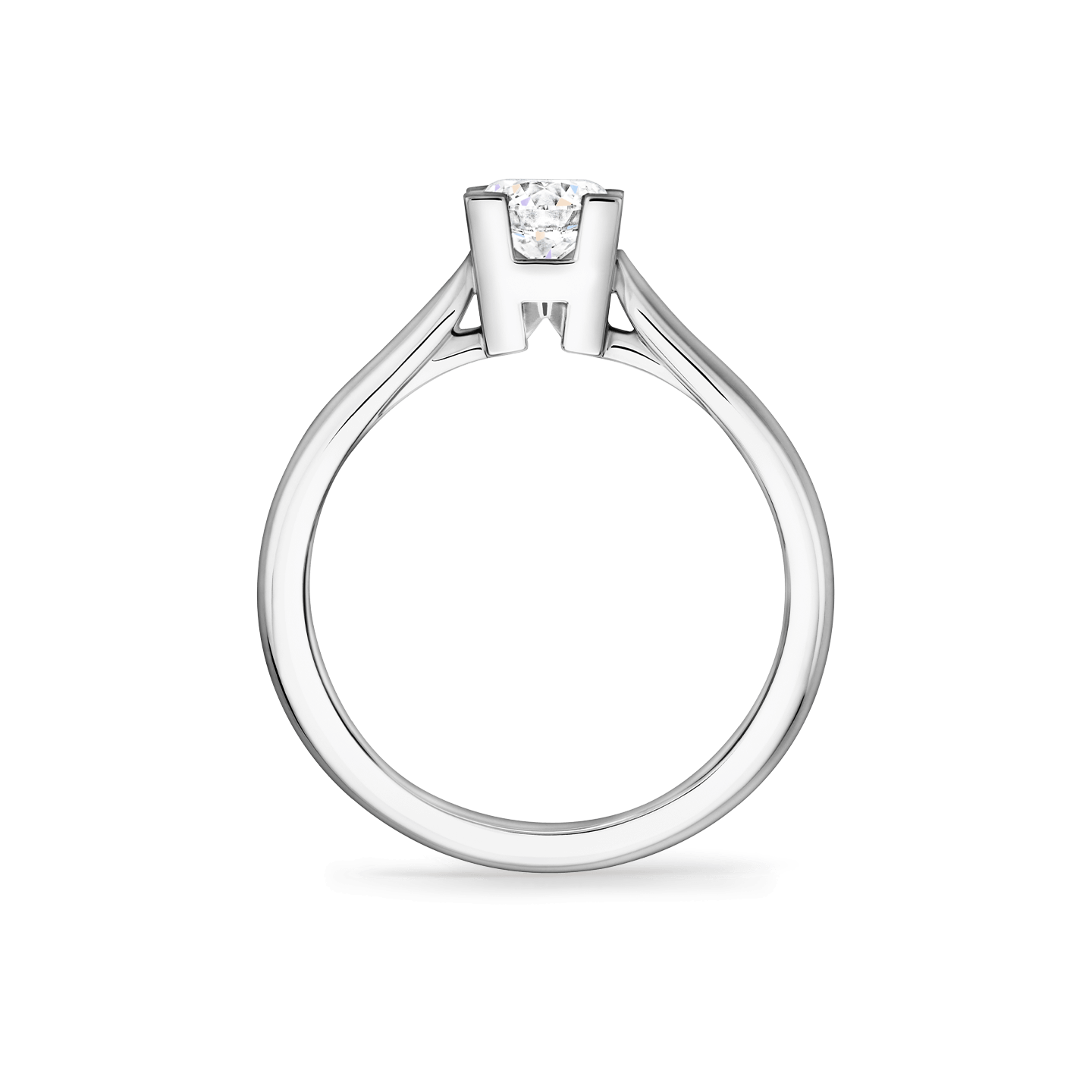 Side view of the HW Logo Round Brilliant Diamond Engagement Ring