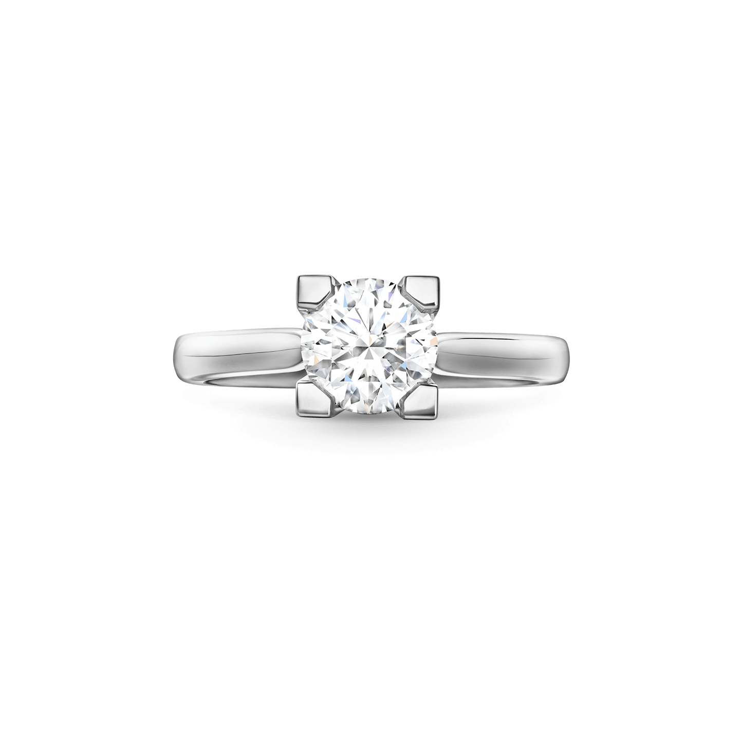 Front view of the HW Logo Round Brilliant Diamond Engagement Ring