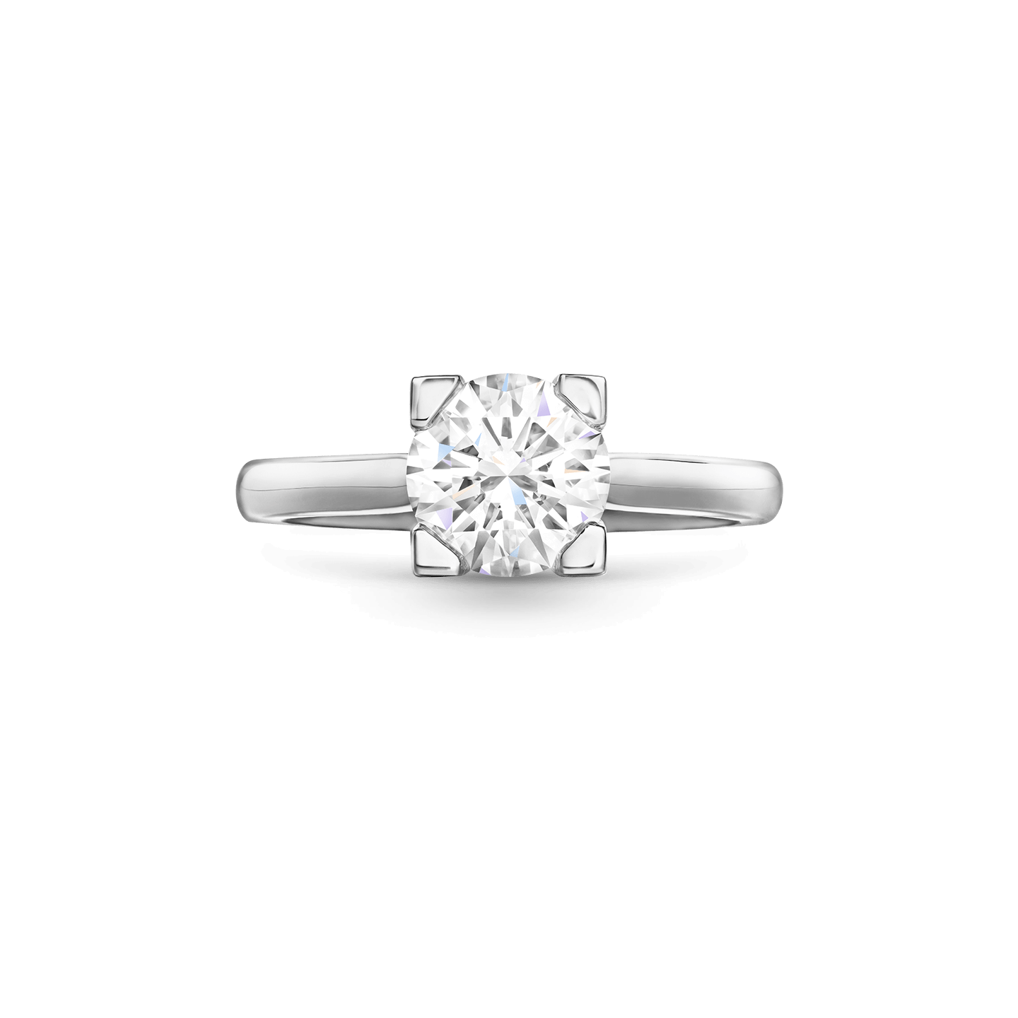 Front view of the HW Logo Round Brilliant Diamond Micropavé Engagement Ring