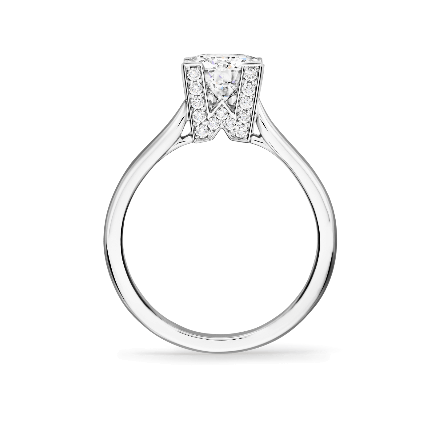 Alternative side view of the HW Logo Round Brilliant Diamond Micropavé Engagement Ring