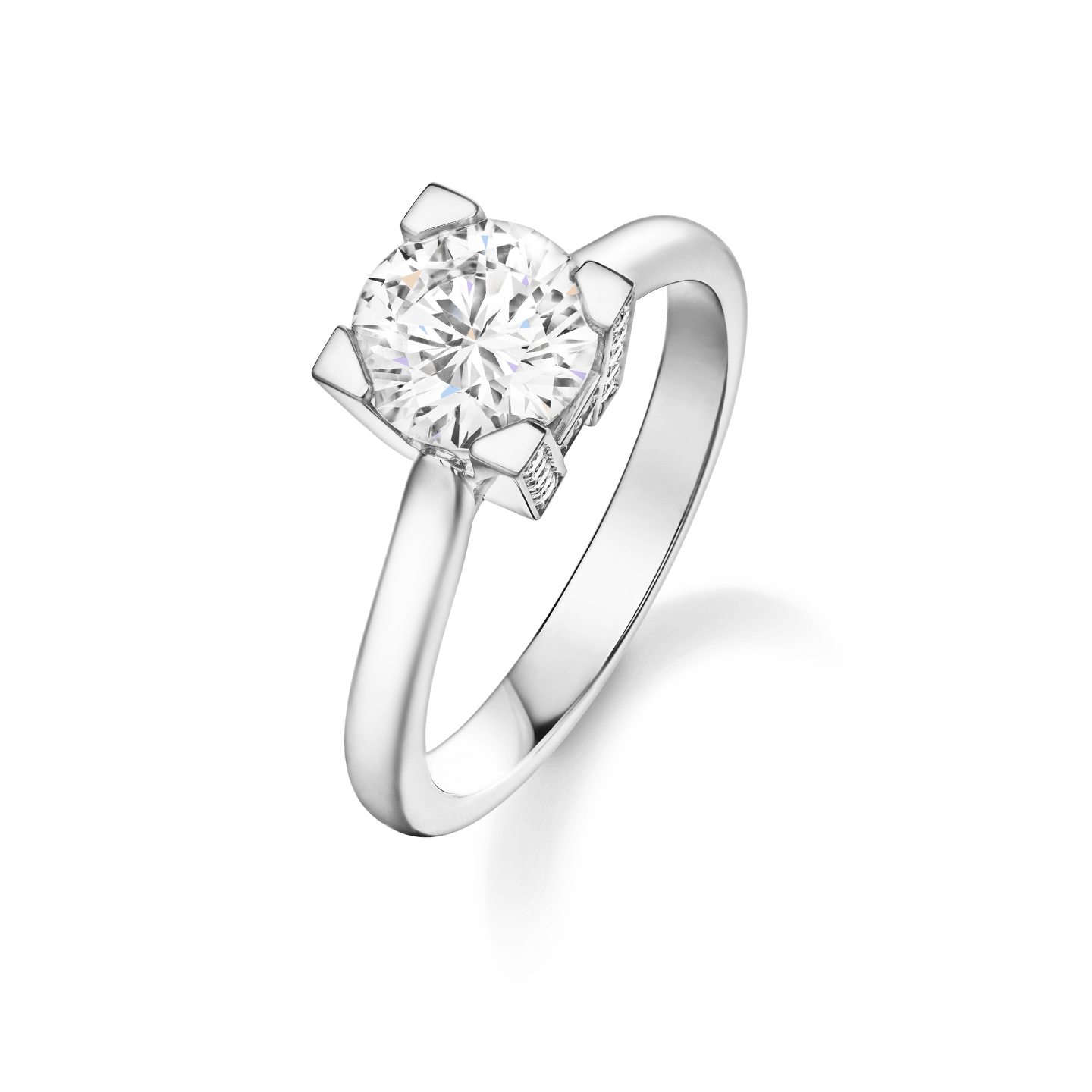 Vue en angle de la Bague de fiançailles HW Logo en diamant taille brillant et micropavage