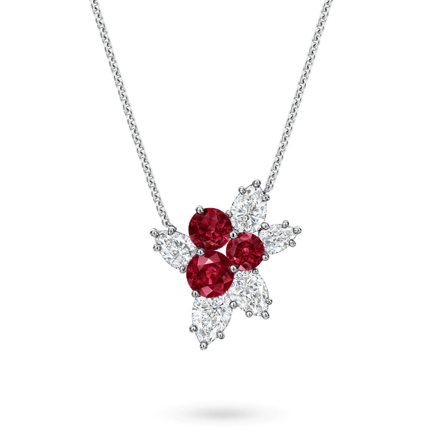 diamond necklace with red stone