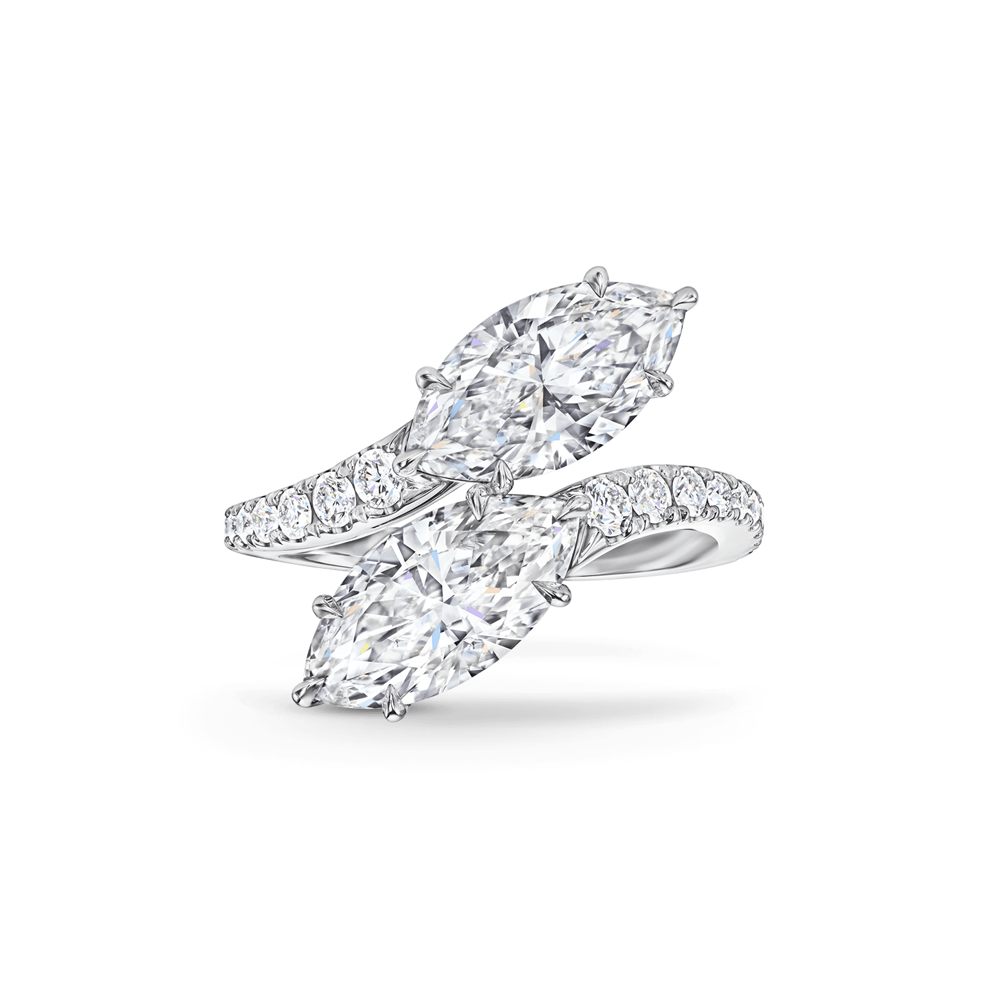 Vue de face de la Bague de fiançailles Bridal Couture en diamant taille marquise