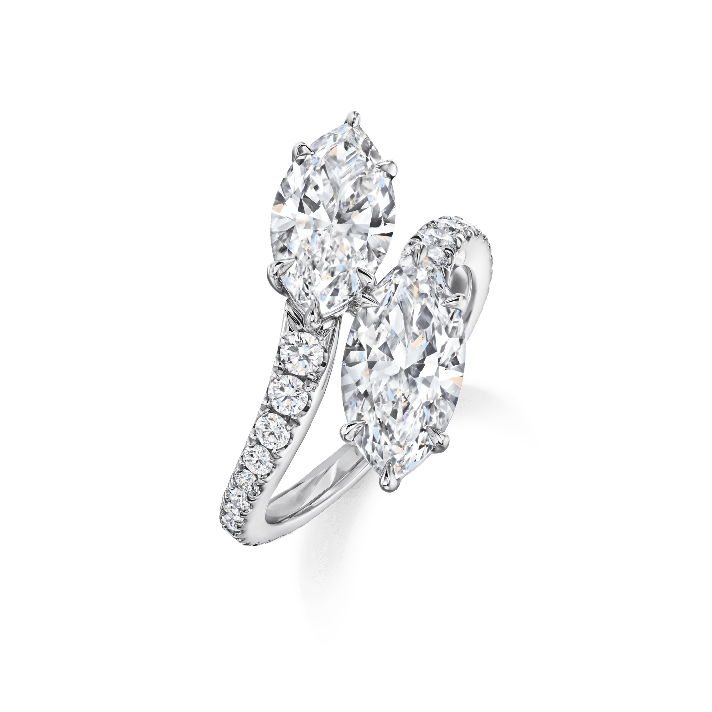 Vue de face de la Bague de fiançailles Bridal Couture en diamant taille marquise