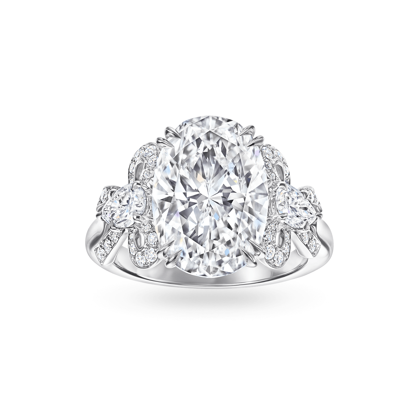 Vue de face de la Bague de fiançailles Bridal Couture en diamant taille ovale
