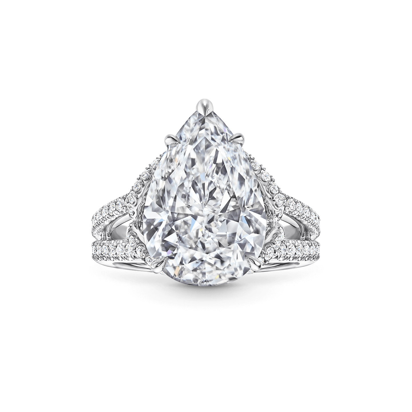 Vue de face de la Bague de fiançailles Bridal Couture en diamant taille poire