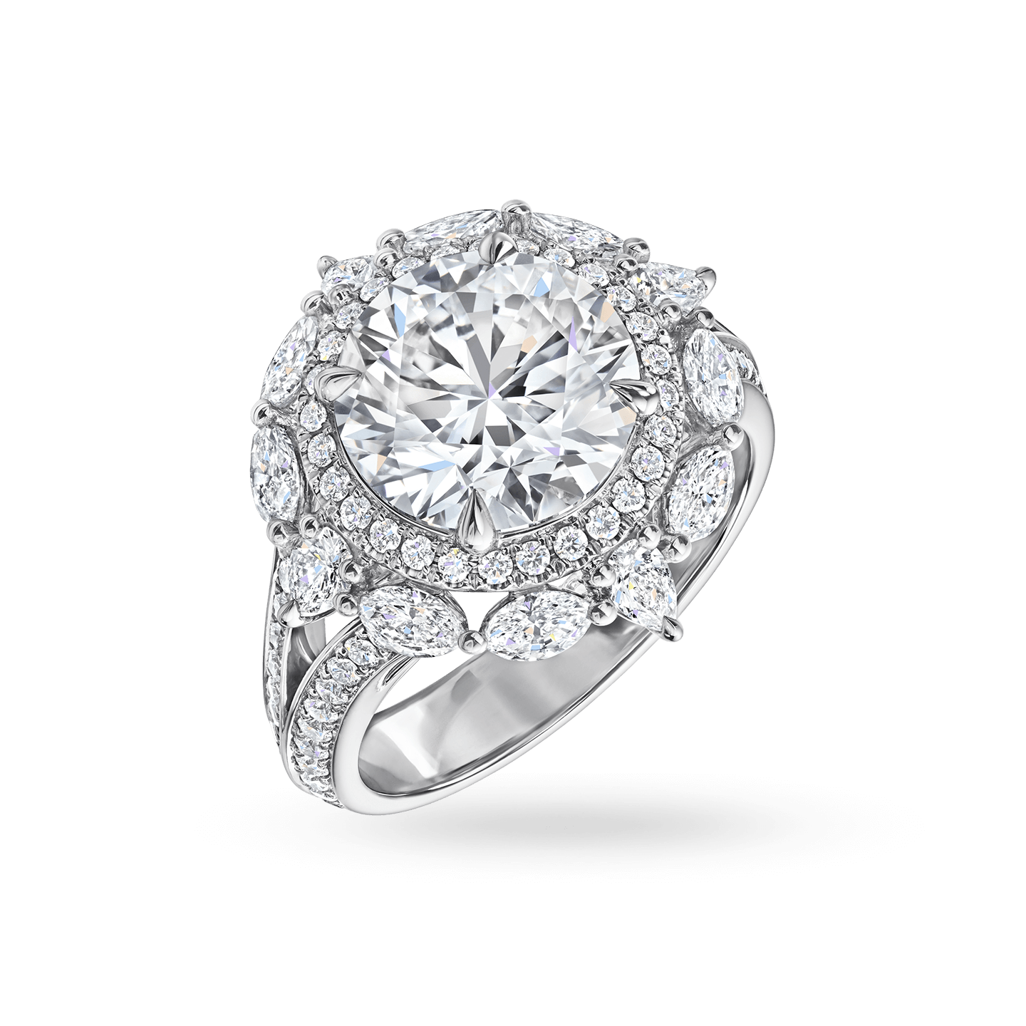 Angled view of the Bridal Couture Round Brilliant Diamond Engagement Ring