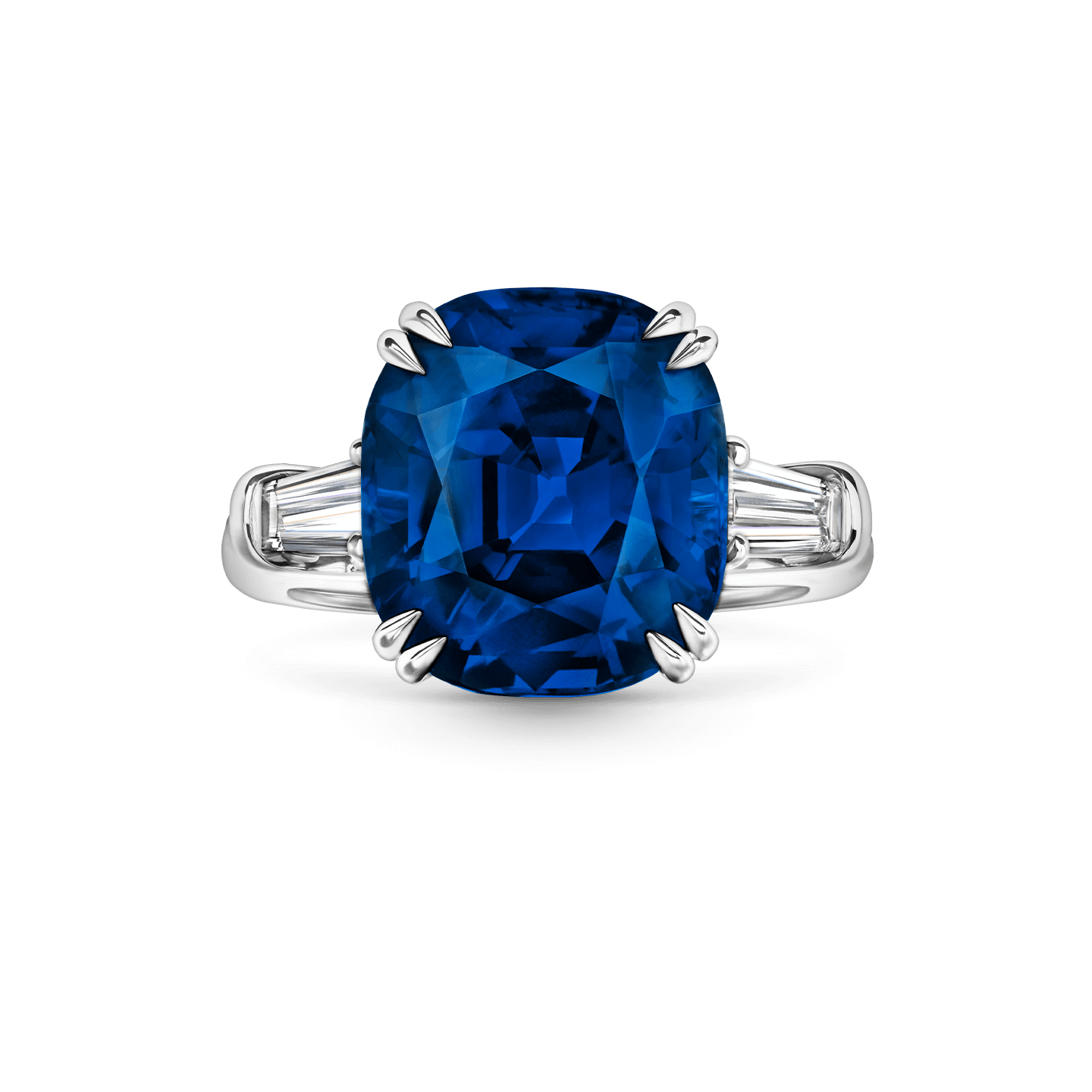 Front view of the Classic Winston Cushion-Cut Sapphire Ring