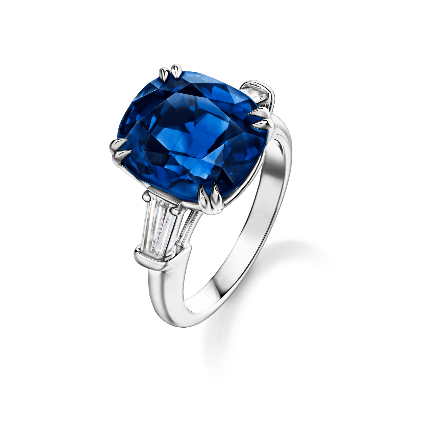 Angled view of the Classic Winston Cushion-Cut Sapphire Ring