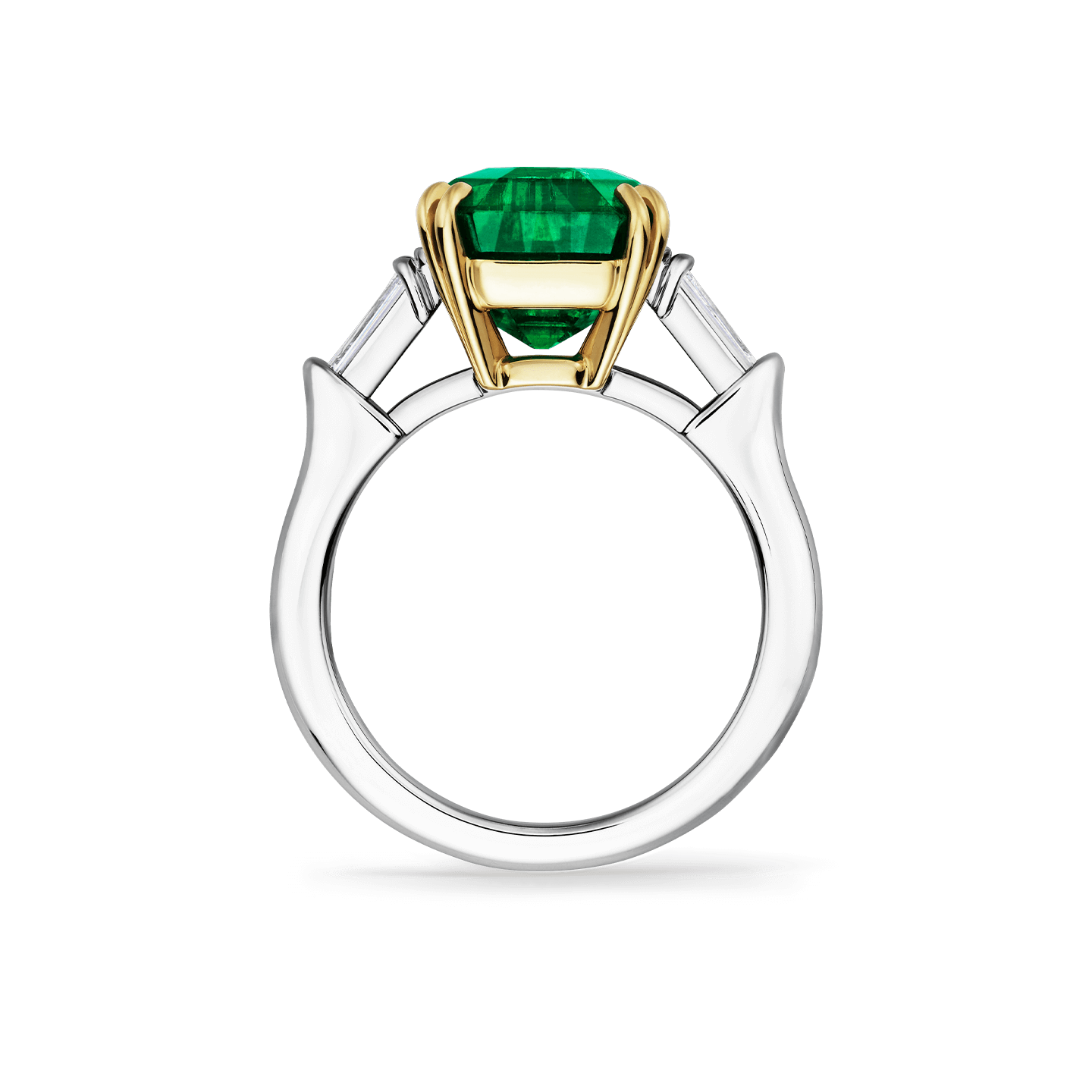 Side view of the Classic Winston Emerald-Cut Emerald Ring