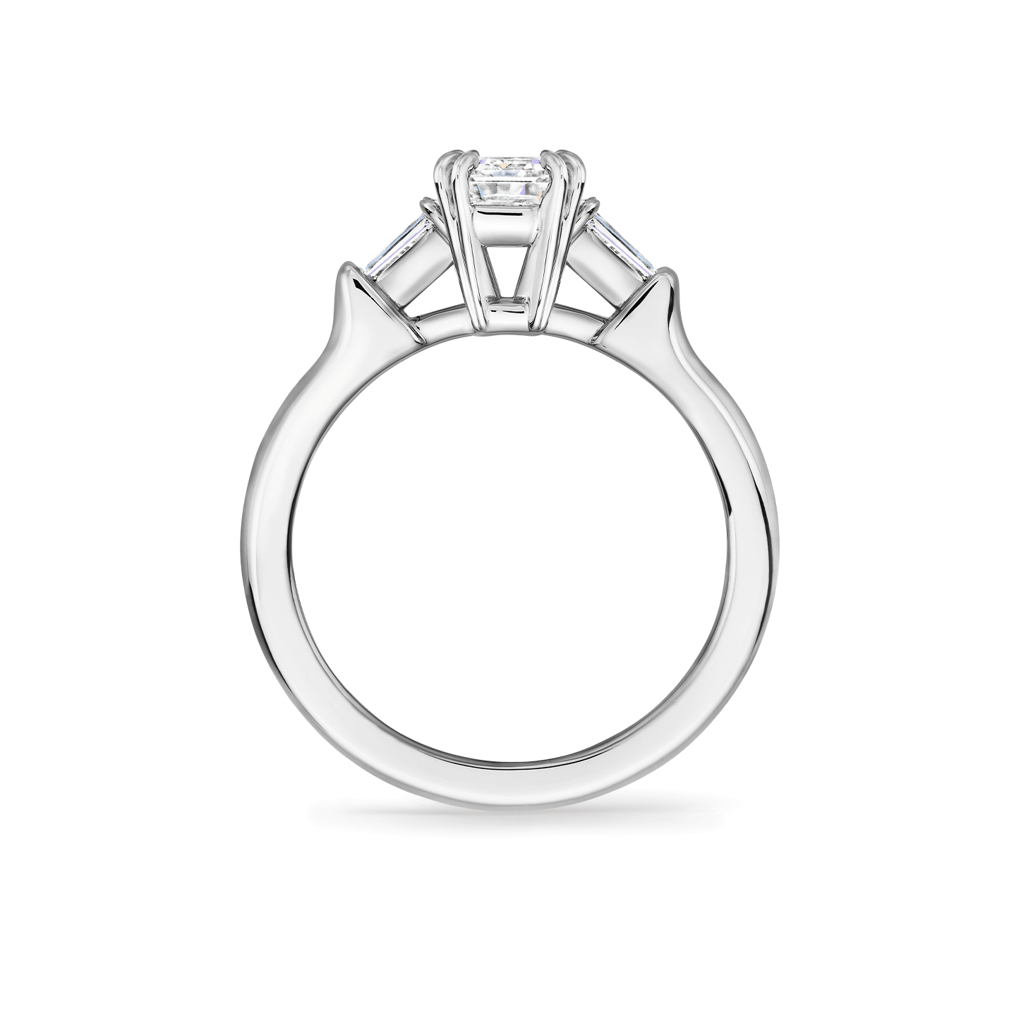 Side view of the Classic Winston Emerald-Cut Engagement Ring with Tapered Baguette Side Stones