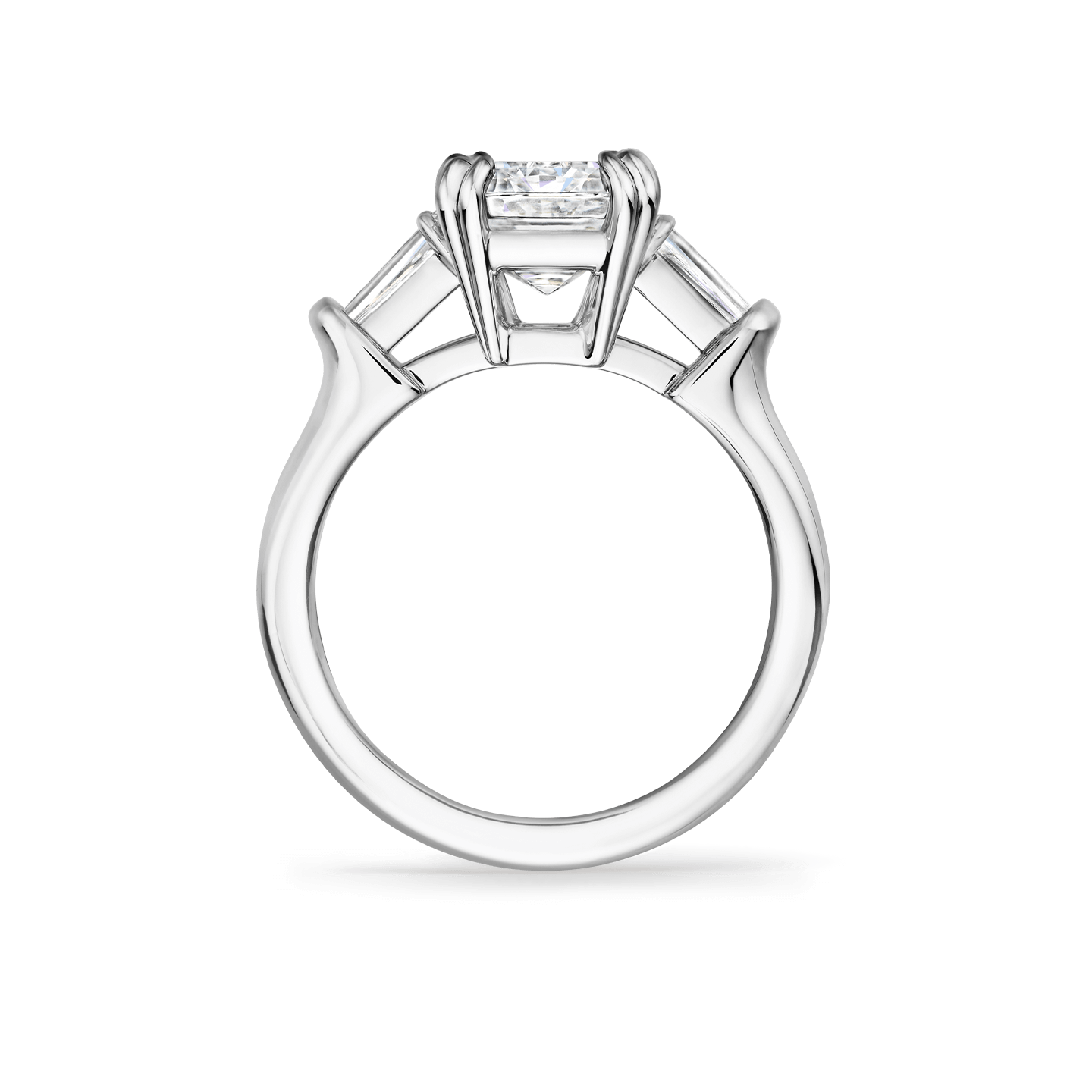Side view of the Classic Winston Emerald-Cut Engagement Ring with Tapered Baguette Side Stones