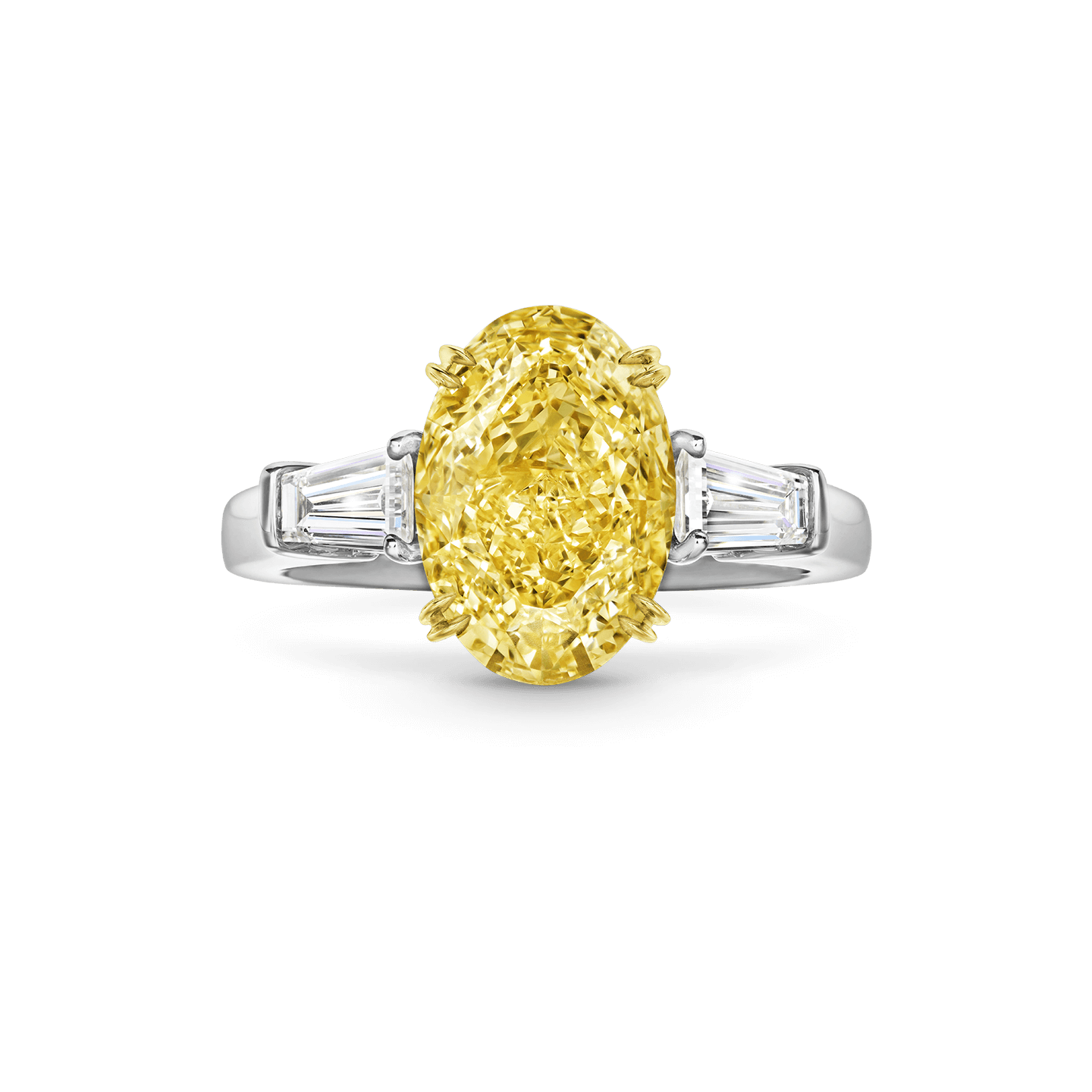 Front view of the Classic Winston Oval-Shaped Yellow Diamond Ring