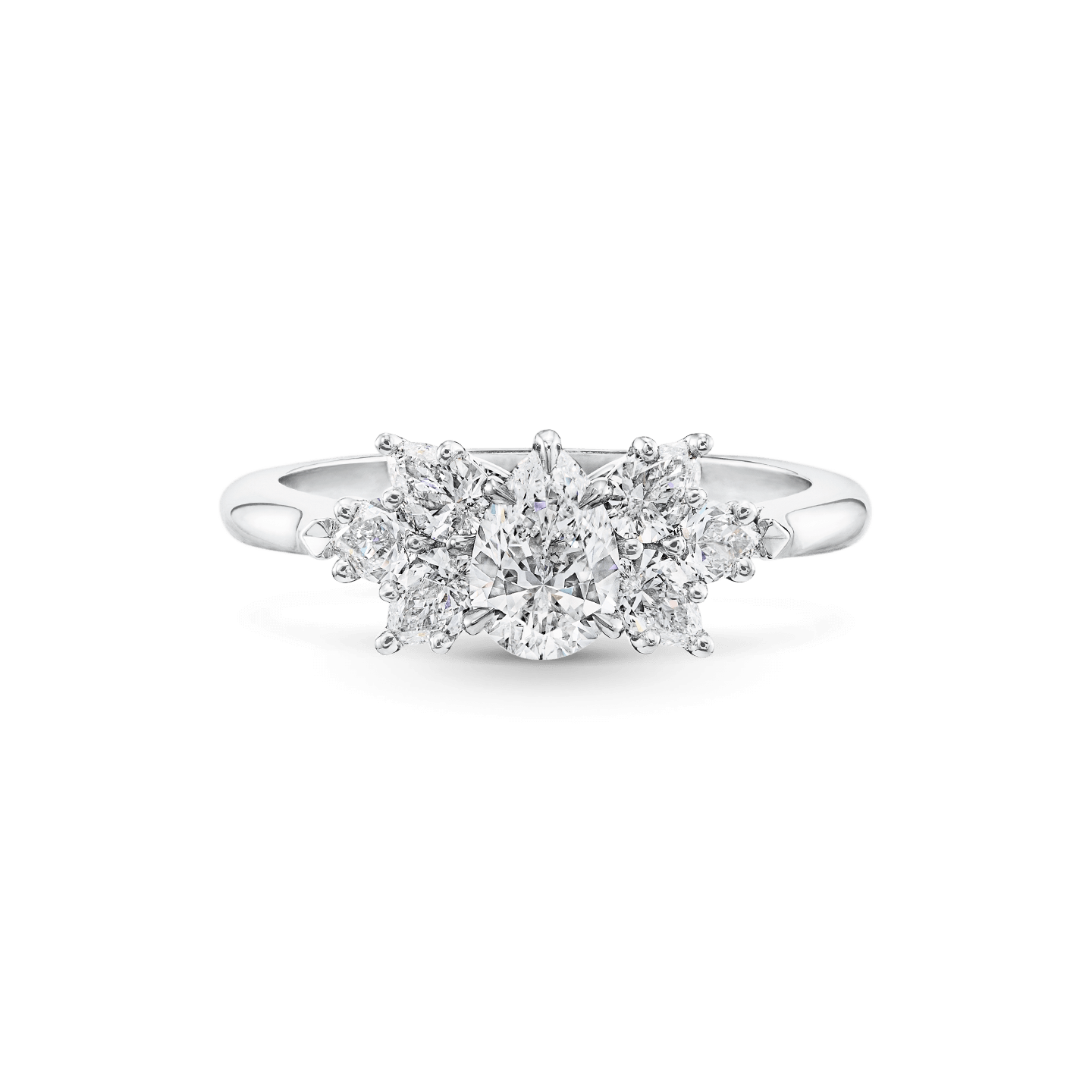 Front view of the Pear-Shaped Cluster Diamond Engagement Ring