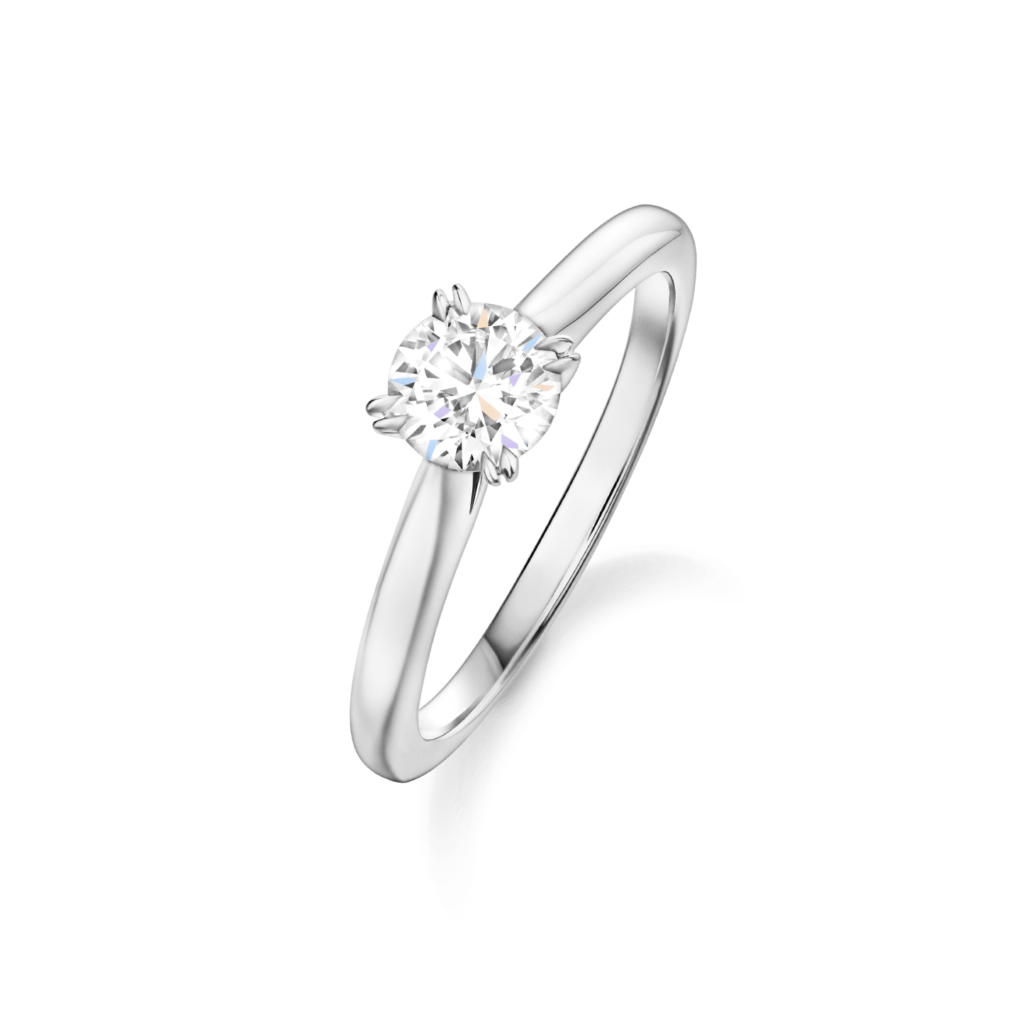 Angled view of the Solitaire Round Brilliant Engagement Ring