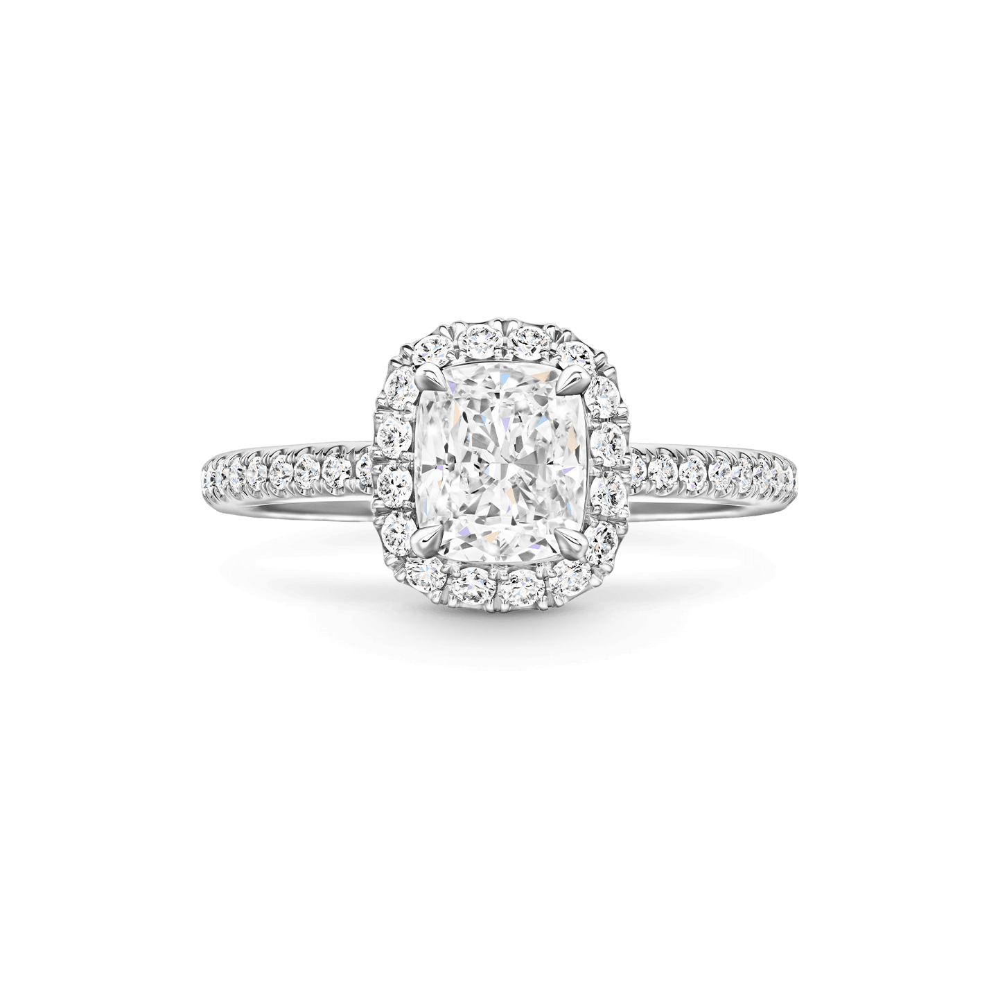 Front view of the The One Cushion-Cut Diamond Micropavé Engagement Ring