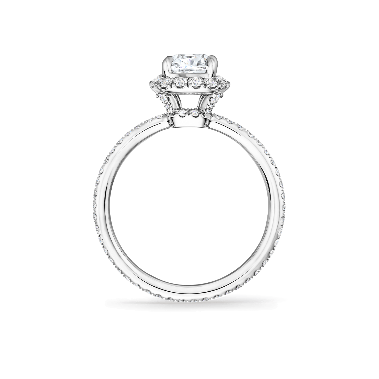 Side view of the The One Cushion-Cut Diamond Micropavé Engagement Ring