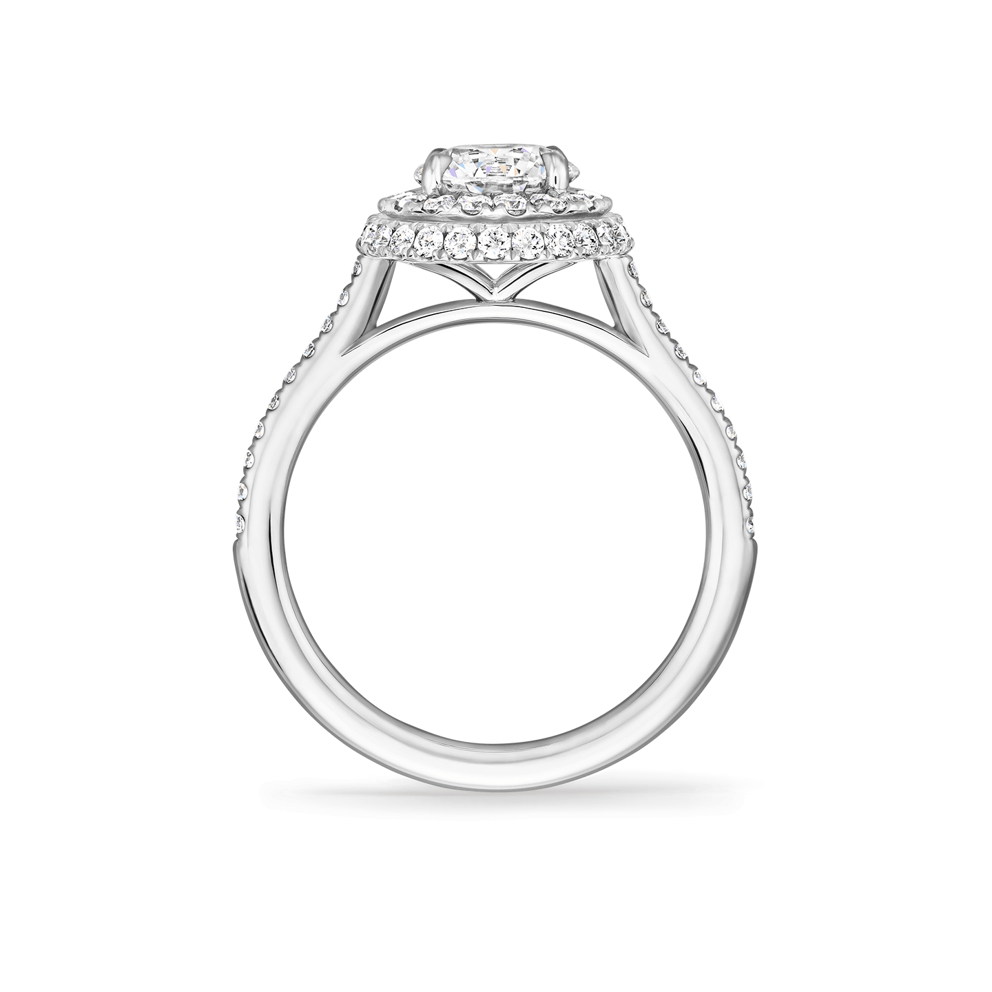 Side view of the The One Double Halo Micropavé Diamond Engagement Ring
