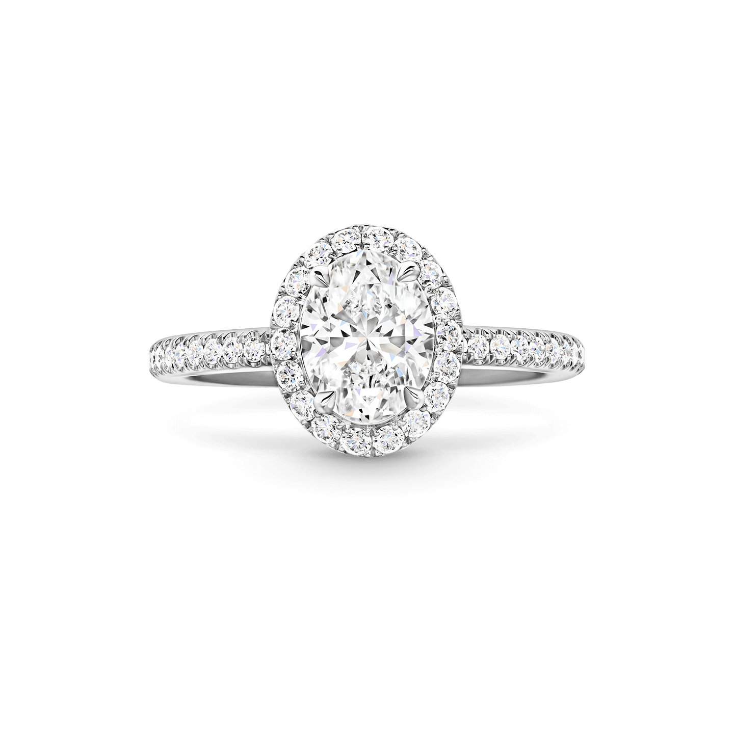 Front view of the The One Oval-Shaped Diamond Micropavé Engagement Ring