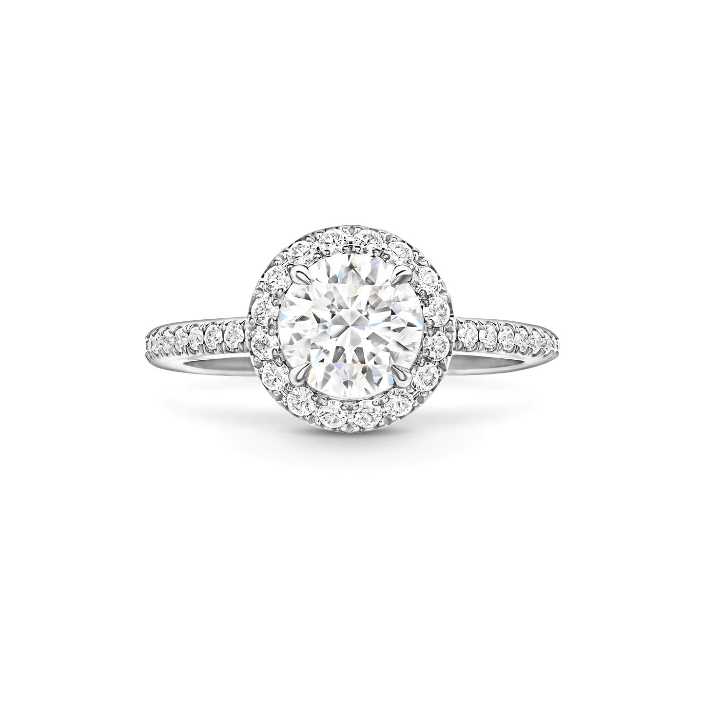 Front view of the The One Round Brilliant Diamond Micropavé Engagement Ring