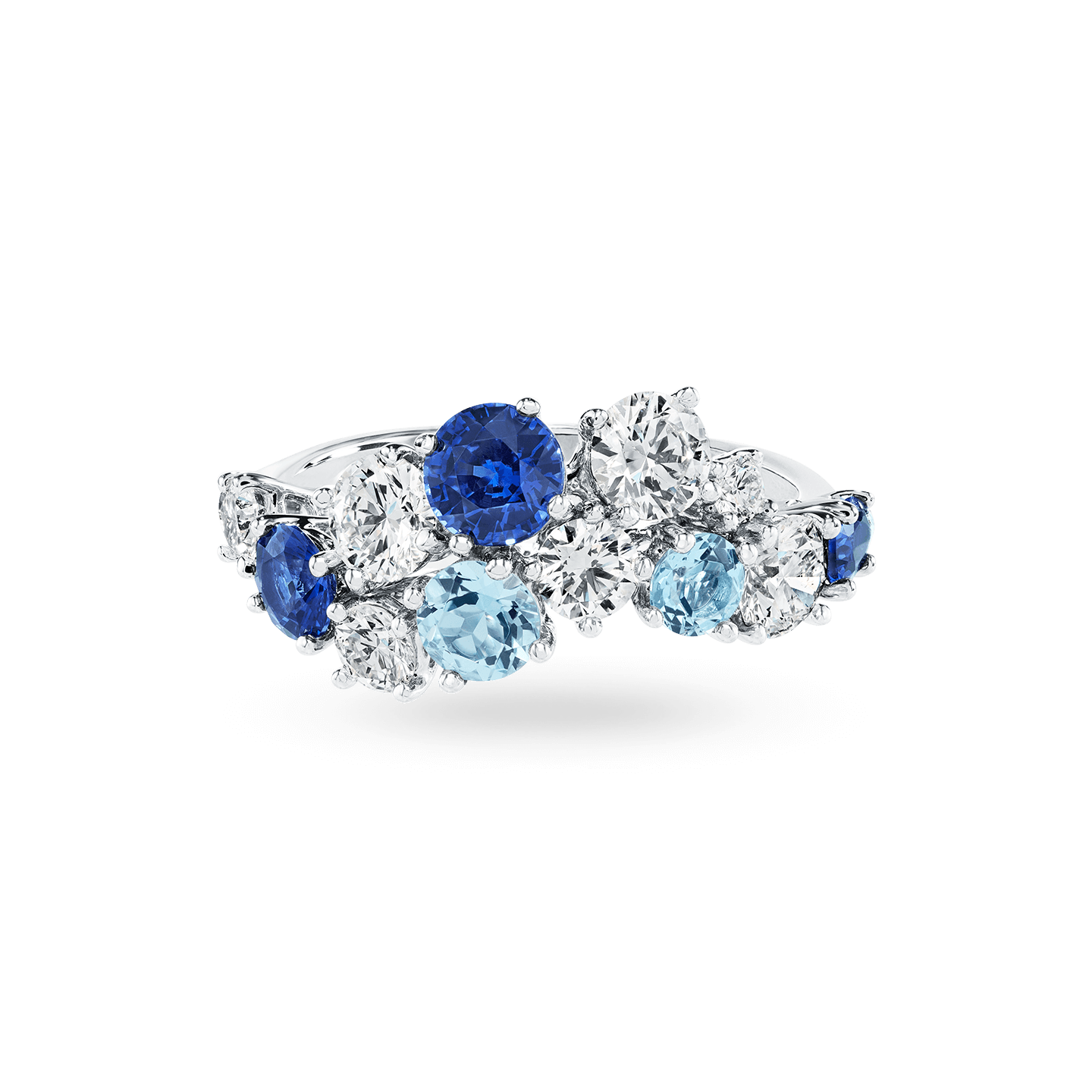 Sparkling Cluster Sapphire, Aquamarine and Diamond Ring | Harry Winston