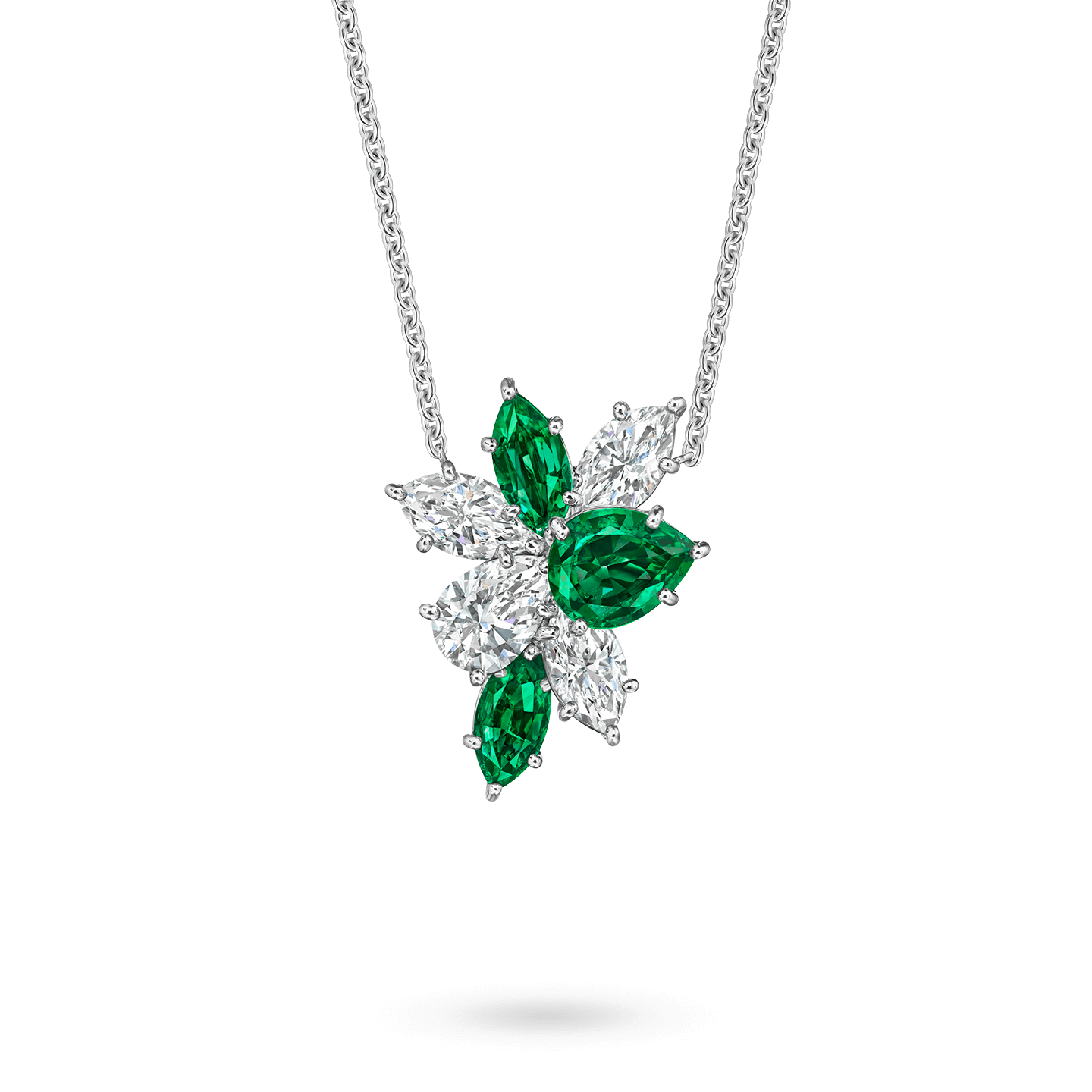 Winston Cluster Emerald and Diamond Pendant | Harry Winston